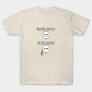 Funny Before and After Coffee Drawing T-Shirt